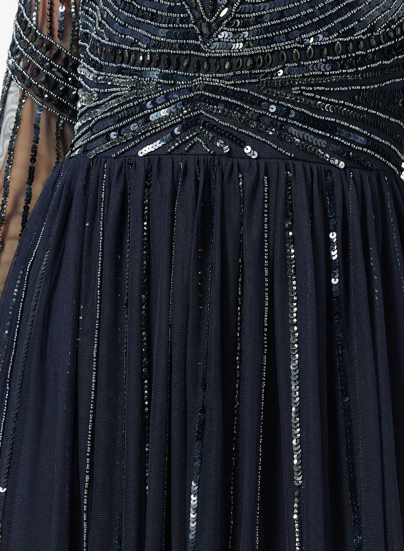 Namshi x  Sweetheart Neckline Bead Embellished Evening Gown for Women | Best Price UAE